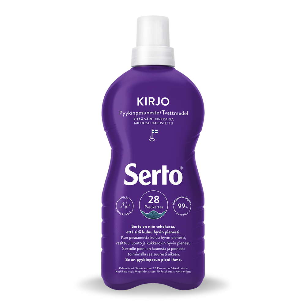 Serto Kirjo pyykinpesuneste 750ml pullo.