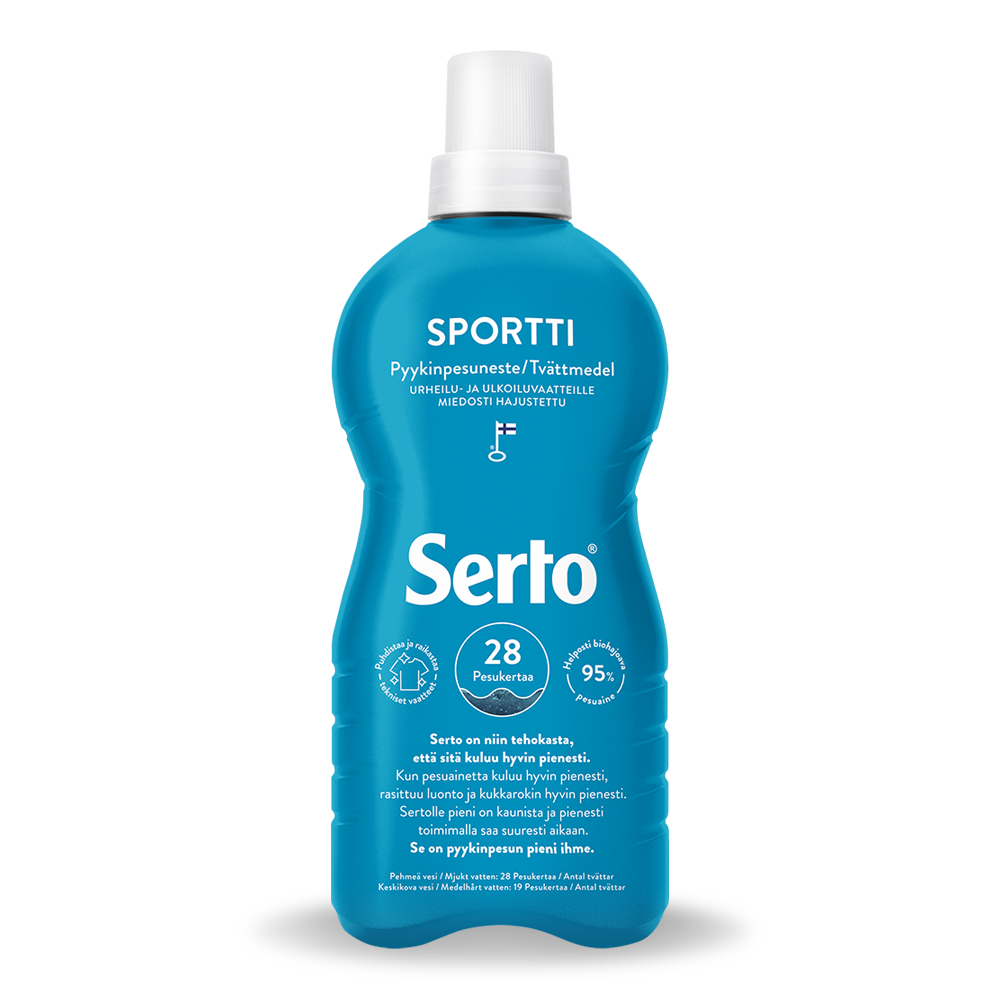 Serto Sportti pyykinpesuneste 750ml pullo.